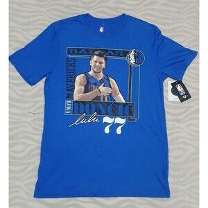 NBA Basketball Blue Dallas Mavericks T-Shirt No. 77 Luca Doncic